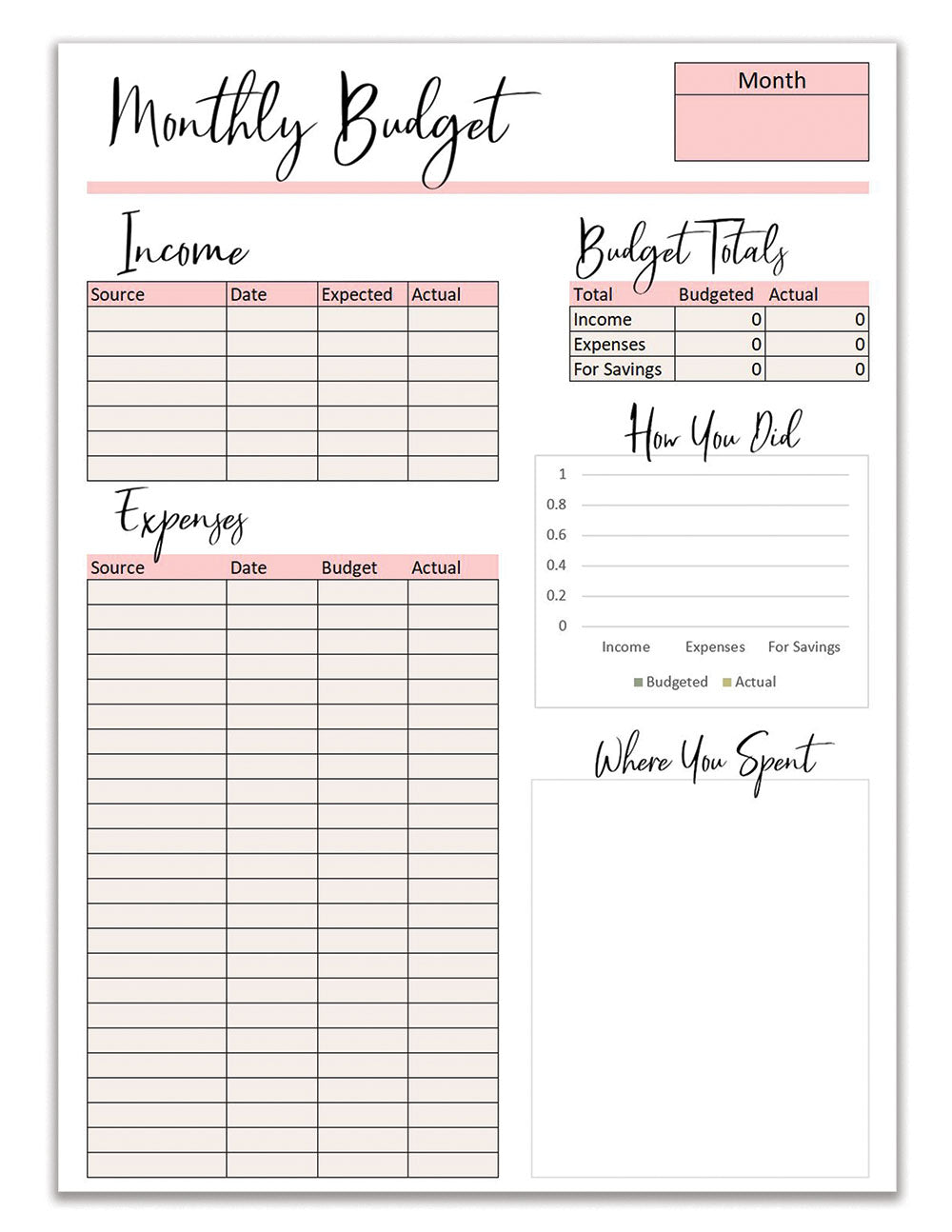 View the blank sheet